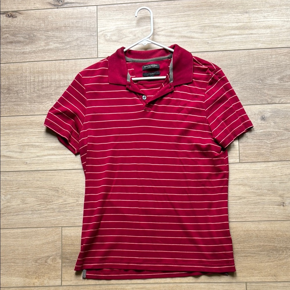 Banana Republic Red Striped Polo Shirt
